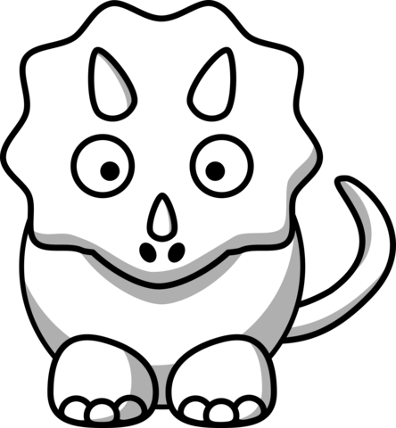 White Cartoon Triceratops Coloring Page